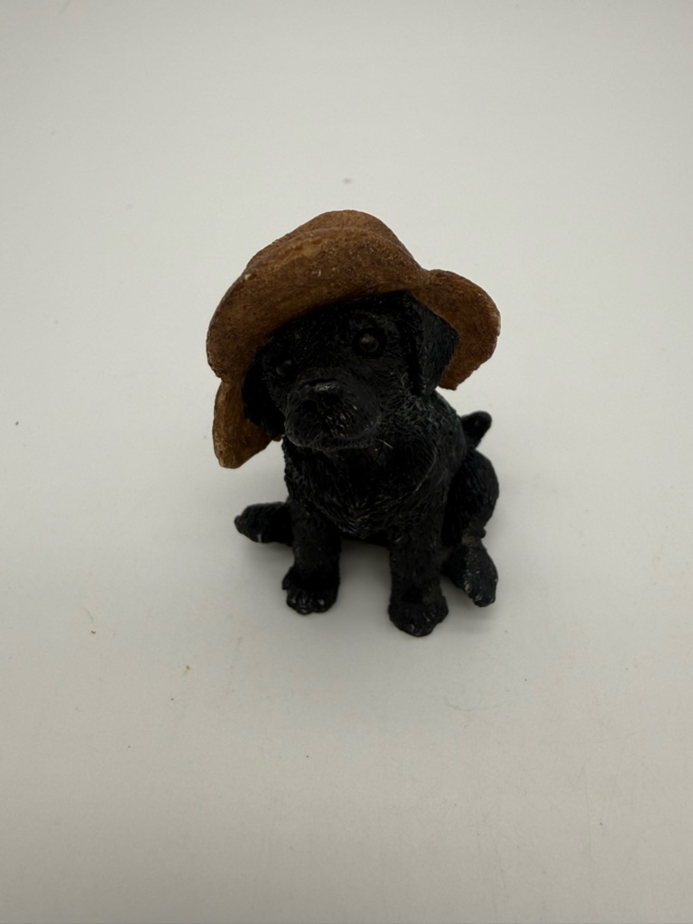 Vintage Stone Critters Little Black Labrador Lab Puppy Dog Hat Buddy Mini Figure